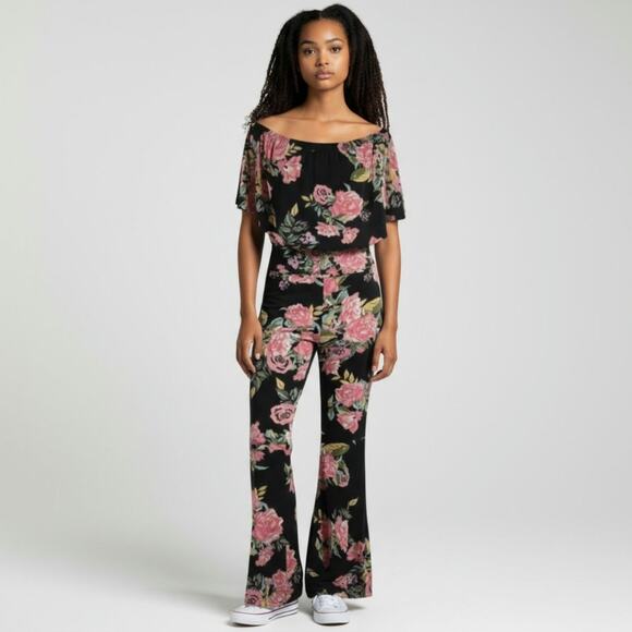 Free People Vintage Strapless Floral Medium Jumpsuit - Picture 1 of 12